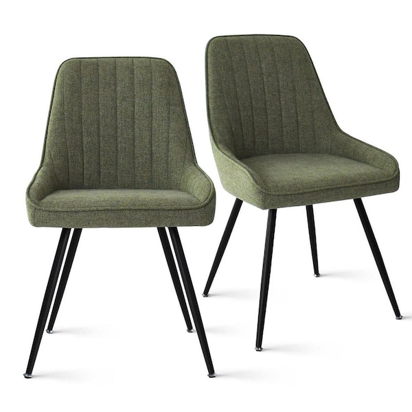 LAOTIES Boston Green Upholstered Side Chair(Set of 2)