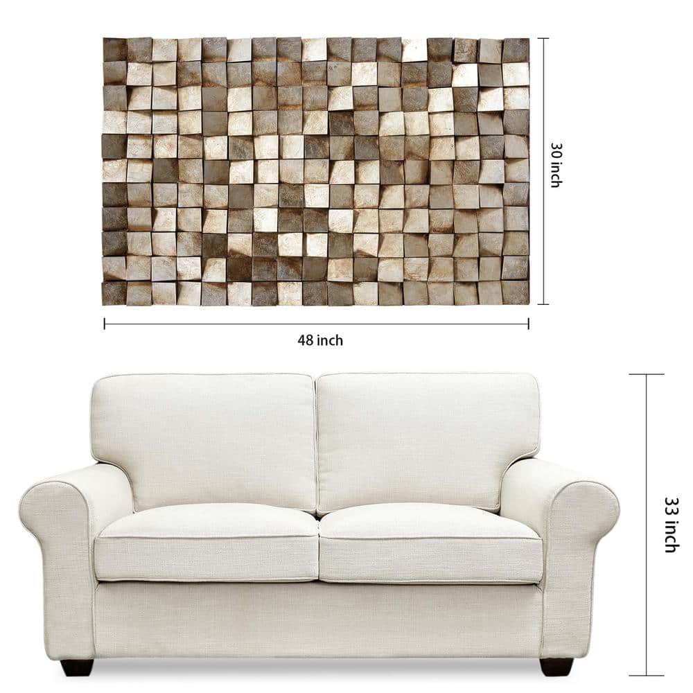 Textured Gold Leaf Wooden Block Wall Art, 48" x 30"