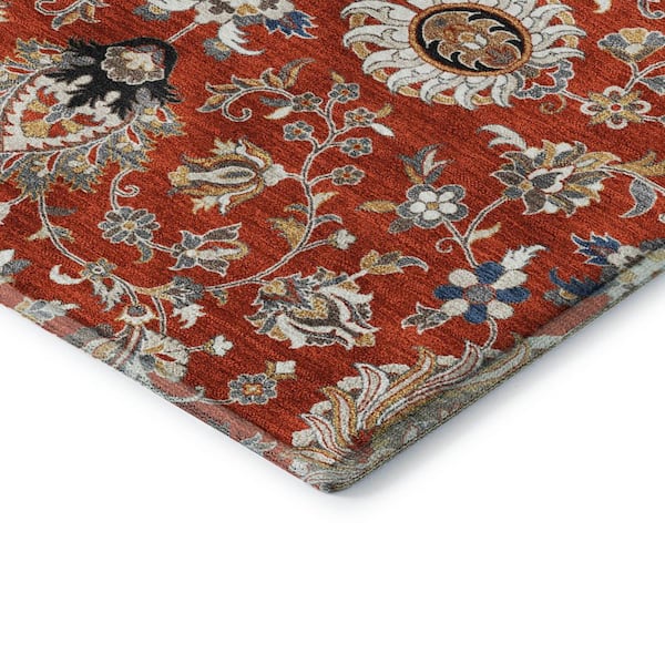 Mayfield Premium Machine Washable Abstract AMF2192 Red 8 ft. x 10 ft. Area Rug