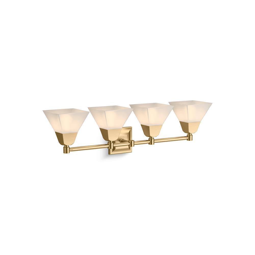 Elegant Moderne Brushed Gold 33" Crown Molding Inspired Sconce
