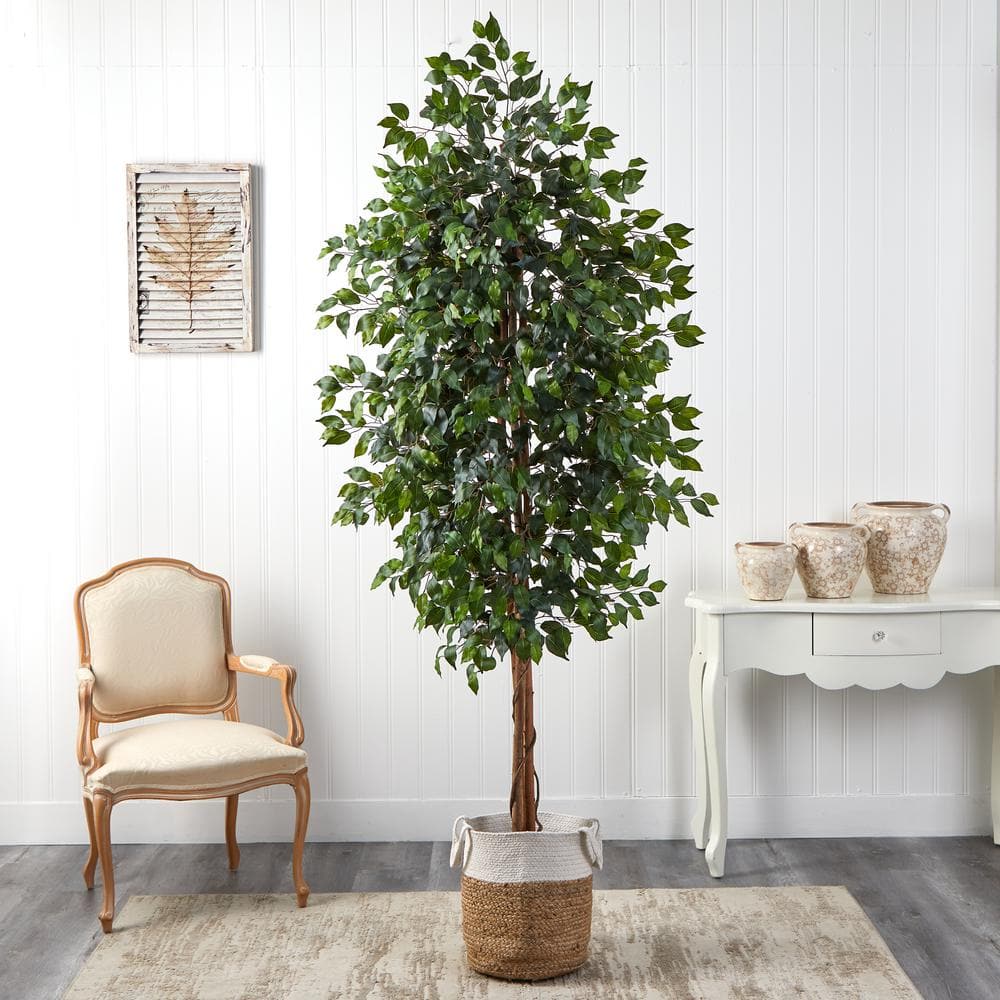 Nearly Natural 8 ft. Green Ficus Artificial Tree with Handmade