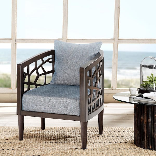 INK+IVY Crackle Blue Accent Chair 27 in. W x 29 in. D x 32.5 in. H