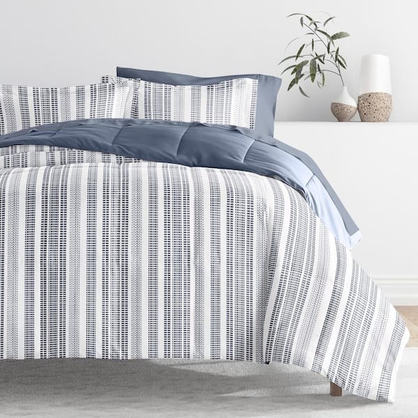 5-Piece Farmhouse Dreams Navy Pattern Comforter Twin Microfiber Bedding Bundle