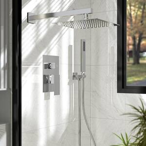 2-Spray Patterns with 2.5 GPM 10 in. Wall Mount Dual Shower Heads with Hand Shower in Brushed Nickel (Valve Included)