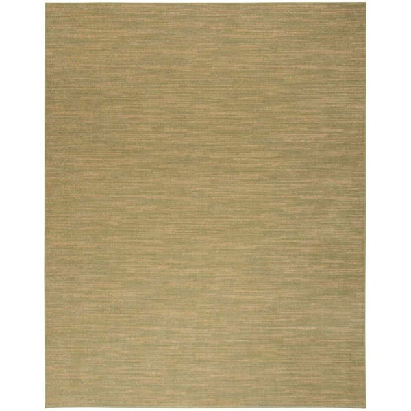 Nourison Essentials 12 ft. x 15 ft. Green Gold Abstract Contemporary Indoor/Outdoor Area Rug