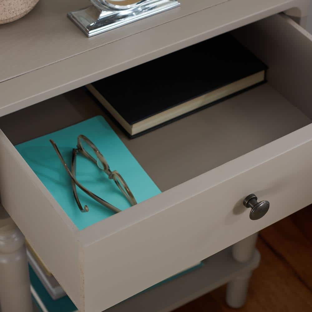 Transitional Siobhan White Pine 1-Drawer End Table