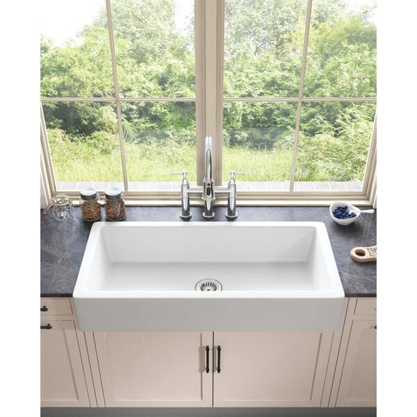 37 in. L x 19 in. W Farmhouse/Apron Front White Single Bowl
