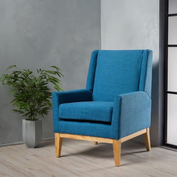 Sariyah Muted Blue Fabric Wing Back Accent Chair