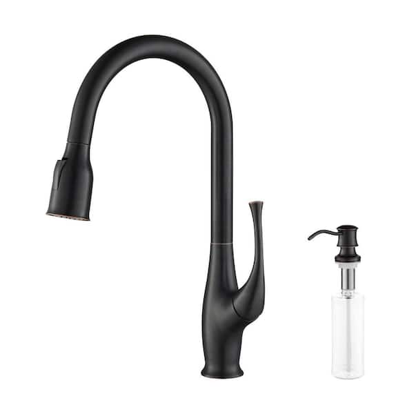 Cedar Single Handle Pull Down Kitchen Sink Faucet with Soap Dispenser Oil Rubbed Bronze