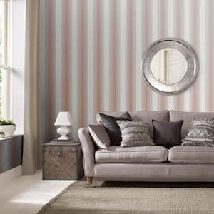 Lagom Stripe White  and Rose Gold Wallpaper