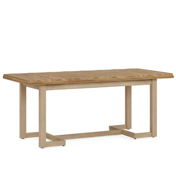 BYBLIGHT Moronia 62.25 in. W Rectangular White Wood Computer Desk with Thickened Desktop and Solid Wood Trestle for Home Office