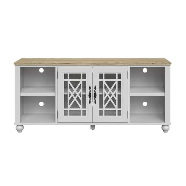 FESTIVO Elegant Off White 60 in. TV Stand Fits TVs up to 70 in. to 75 in. with Open Storage