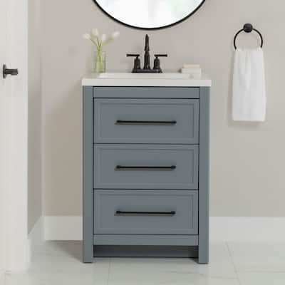 Home Decorators Collection Hailey 25 in. Single Sink Laguna Blue Bath Vanity with White Cultured Marble Top (Assembled) HI24P2-LG