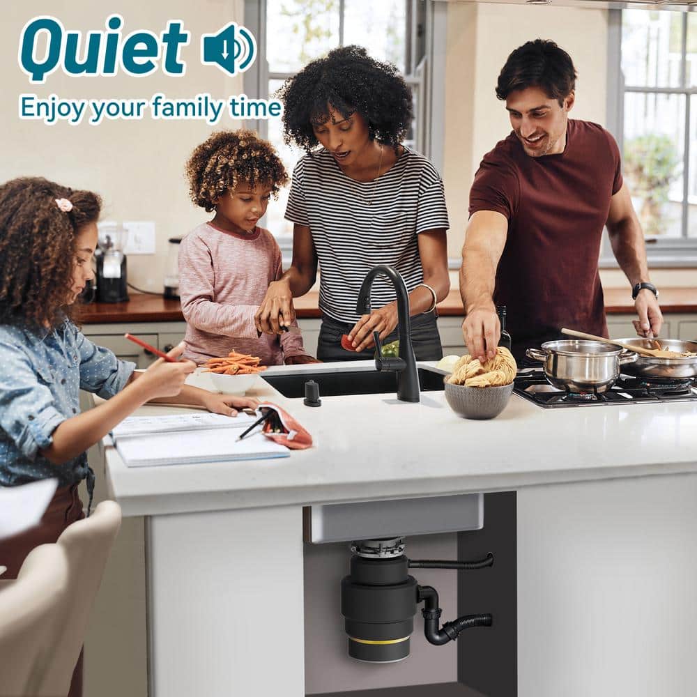 3/4 HP Black Stainless Steel Continuous Feed Garbage Disposal