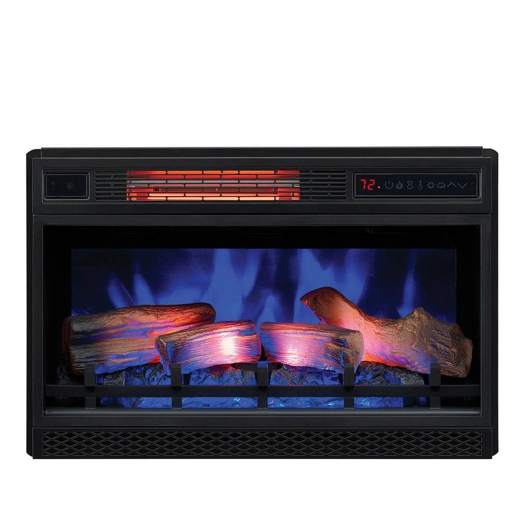 Black 26-Inch Electric Fireplace Insert with 3D Flame Effect