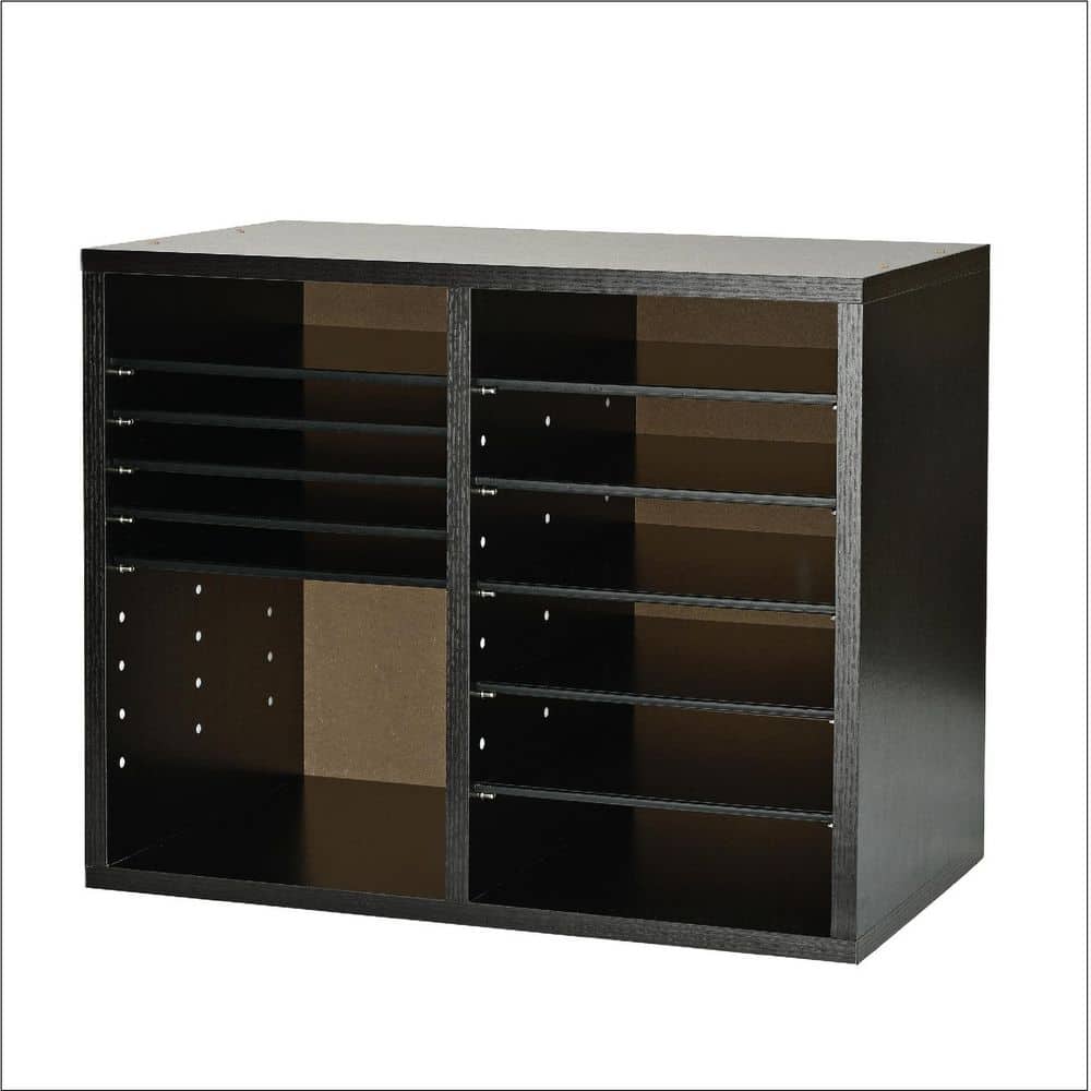 Black MDF Adjustable 12 Compartment File Sorter, 2 Pack