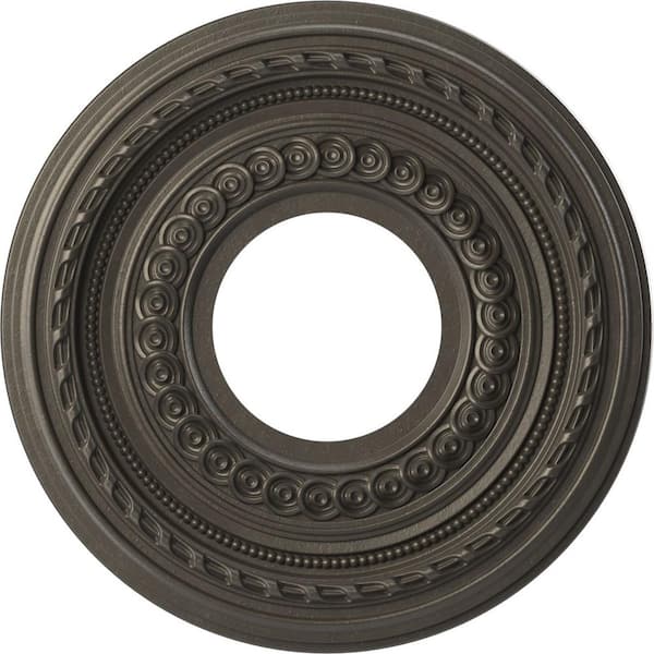 Ekena Millwork 10" O.D. x 3-1/2" I.D. x 3/4" P Cole Thermoformed PVC Ceiling Medallion in Universal Aged Metallic Weathered Steel