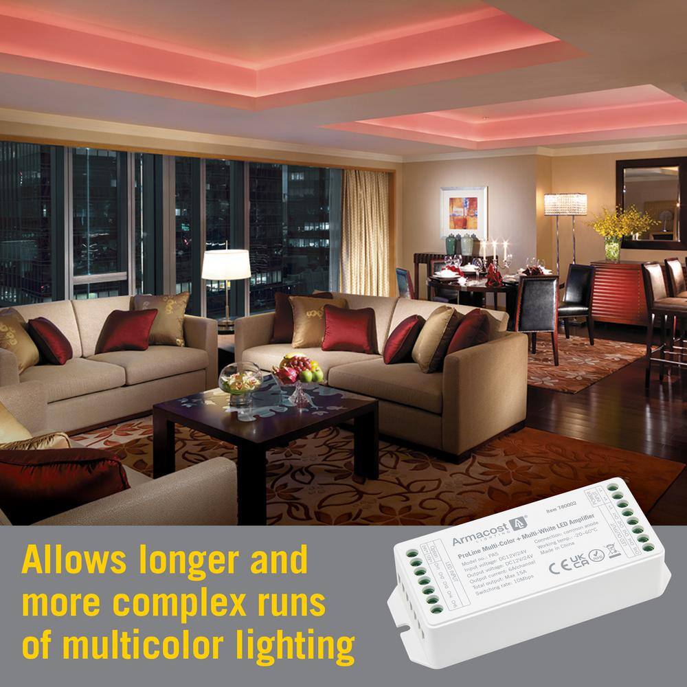 Compact Multicolor RGB+WW LED Amplifier for Strip Lights