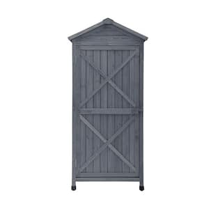 Monda 18 in. W x 25.20 in. D x 61.60 in. H Gray Fir Wood Outdoor Storage Cabinet