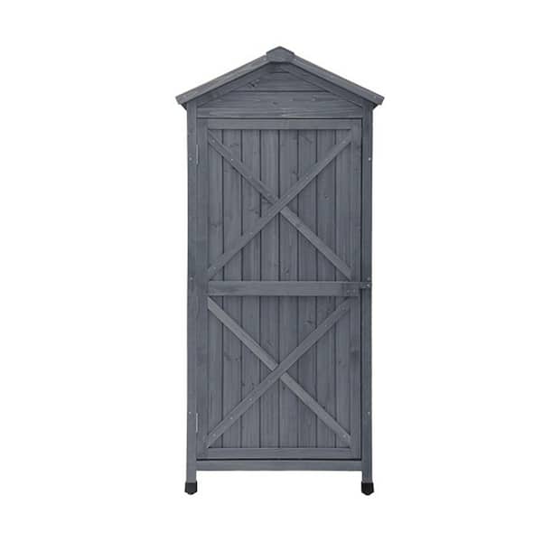 Utopia 4niture Monda 18 in. W x 25.20 in. D x 61.60 in. H Gray Fir Wood Outdoor Storage Cabinet