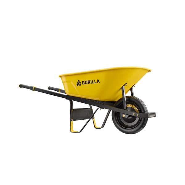 6 cu. ft. Heavy-Duty Steel Tub Wheelbarrow, 16 in. Flat Free Tire, Easy Pivot/Dump Design