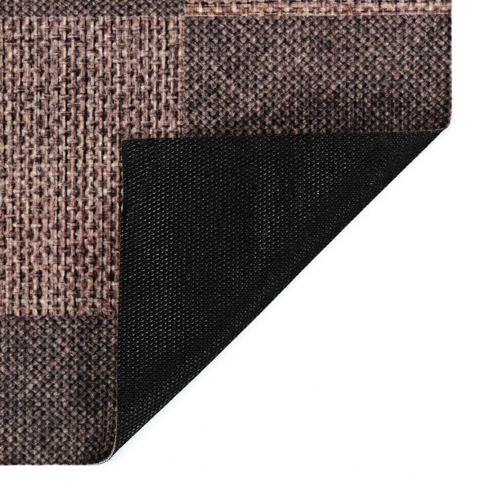 Rustic Brown/Black Synthetic 6x8ft Non-Slip Outdoor Rug