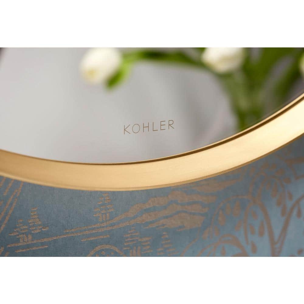 Transitional 28" Round Vanity Mirror in Moderne Brushed Gold