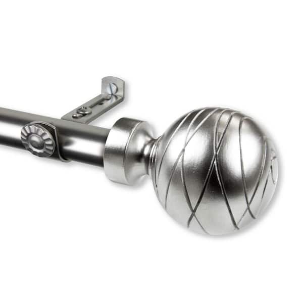 Rod Desyne Arman 48 in. - 84 in. Single Curtain Rod in Satin Nickel with Finial