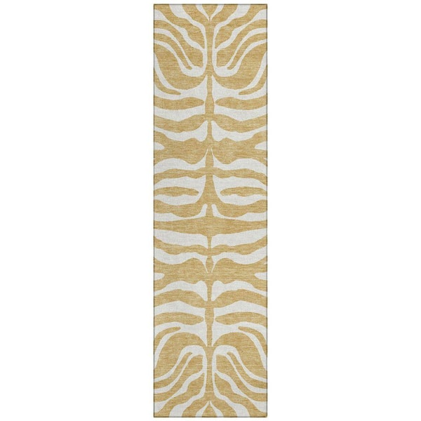 Chantille Machine Washable Indoor/Outdoor Abstract ACN1042 Gold 2 ft. 3 in. x 7 ft. 6 in. Area Rug