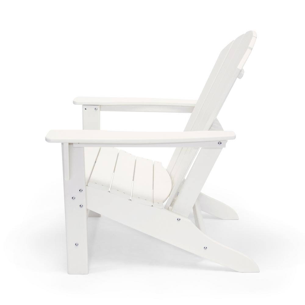 Hampton White HDPE Outdoor Adirondack Chair with Wide Armrests