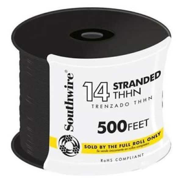Southwire 500 ft. 14-Gauge Black Stranded CU THHN Wire