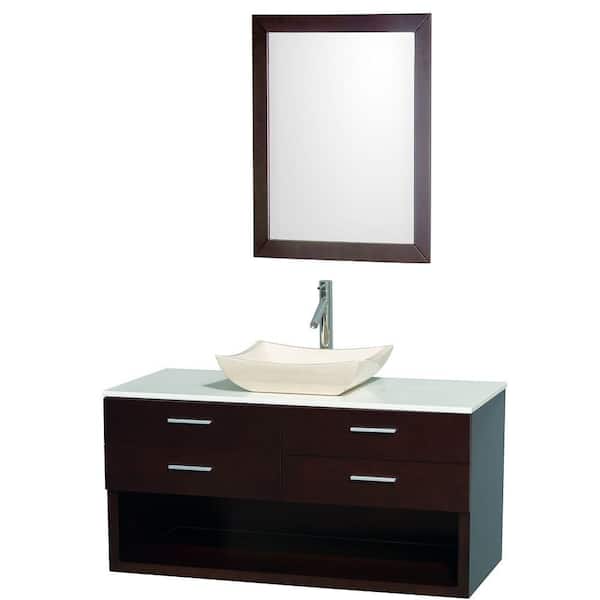 Wyndham Collection Andrea 48 in. Vanity in Espresso with Man-Made Stone Vanity Top in White and Sink-DISCONTINUED