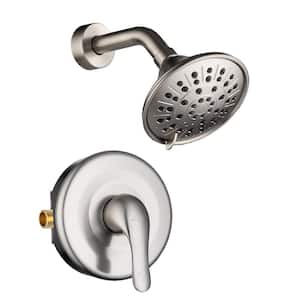 Single Handle 3-Spray 5in. Shower Faucet 1.8 GPM Shower Trim Kit with Pressure Balanced Valve in Brushed Nickel