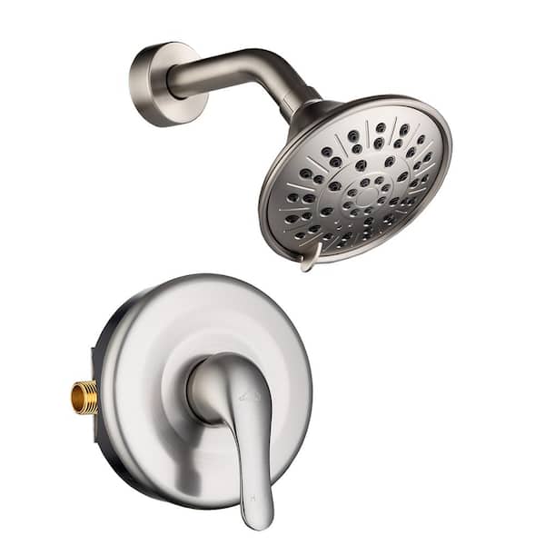 Dimakai Single Handle 3-Spray 5in. Shower Faucet 1.8 GPM Shower Trim Kit with Pressure Balanced Valve in Brushed Nickel