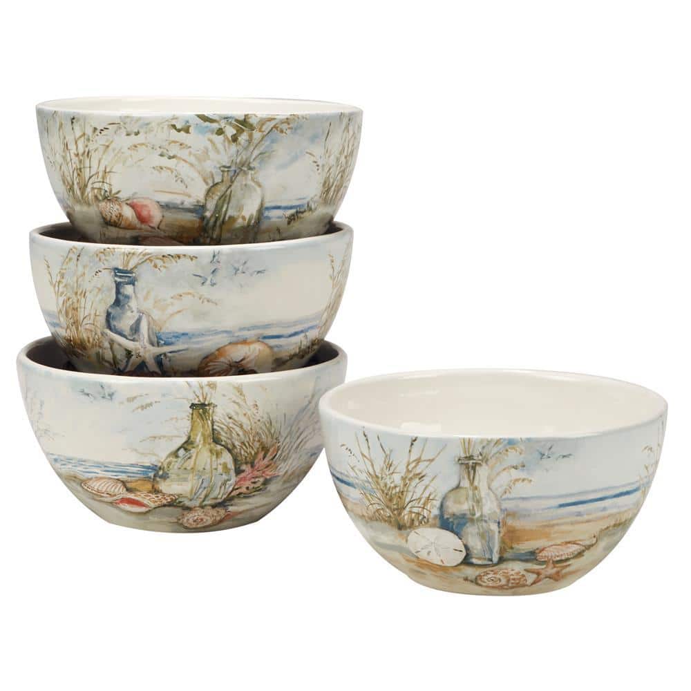 Colorful Ceramic Coastal Landscape 16-Piece Dinnerware Set