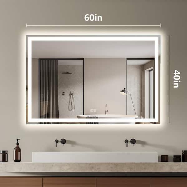  Amorho LED Bathroom Mirror 55x 30, Backlit + Front-Lighted  Vanity Mirror, Dimmable Bathroom Mirrors for Wall, Anti-Fog, Memory, 3  Colors, Double LED Lights, Shatter-Proof, ETL Listed : Automotive
