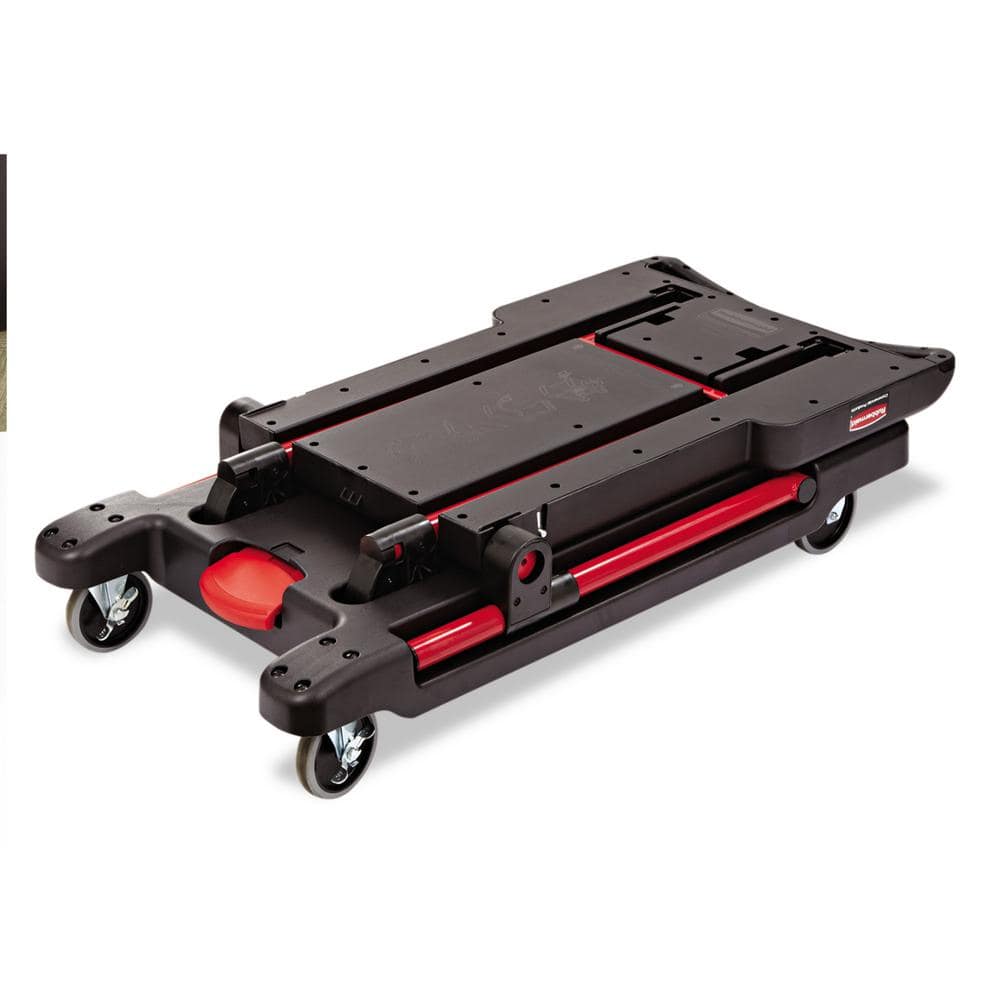 Black and Red Convertible Mobile Utility Cart with 2 Shelves