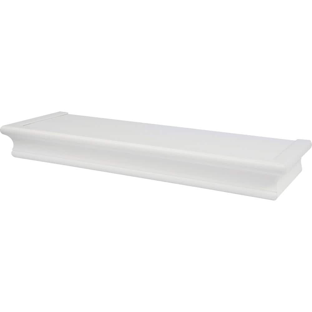 High Mighty 24 In White Tool Free Floating Shelf 515610 The Home Depot   White High Mighty Decorative Shelving 515610 64 1000 