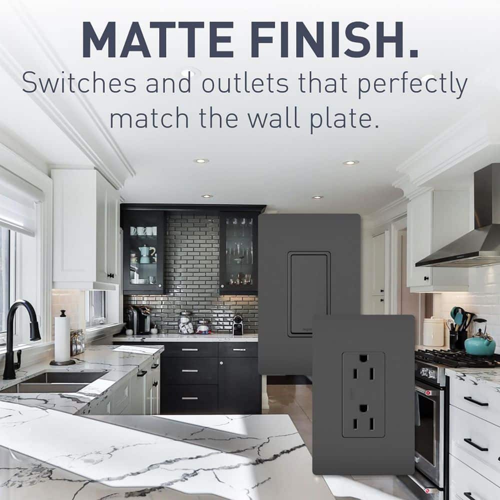 Black 2-Gang Screwless Polycarbonate Wall Plate