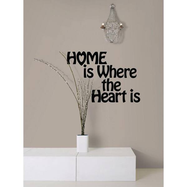 Snap 8.56 in. x 19.88 in. Black Home Is Where The Heart Is Wall Decal