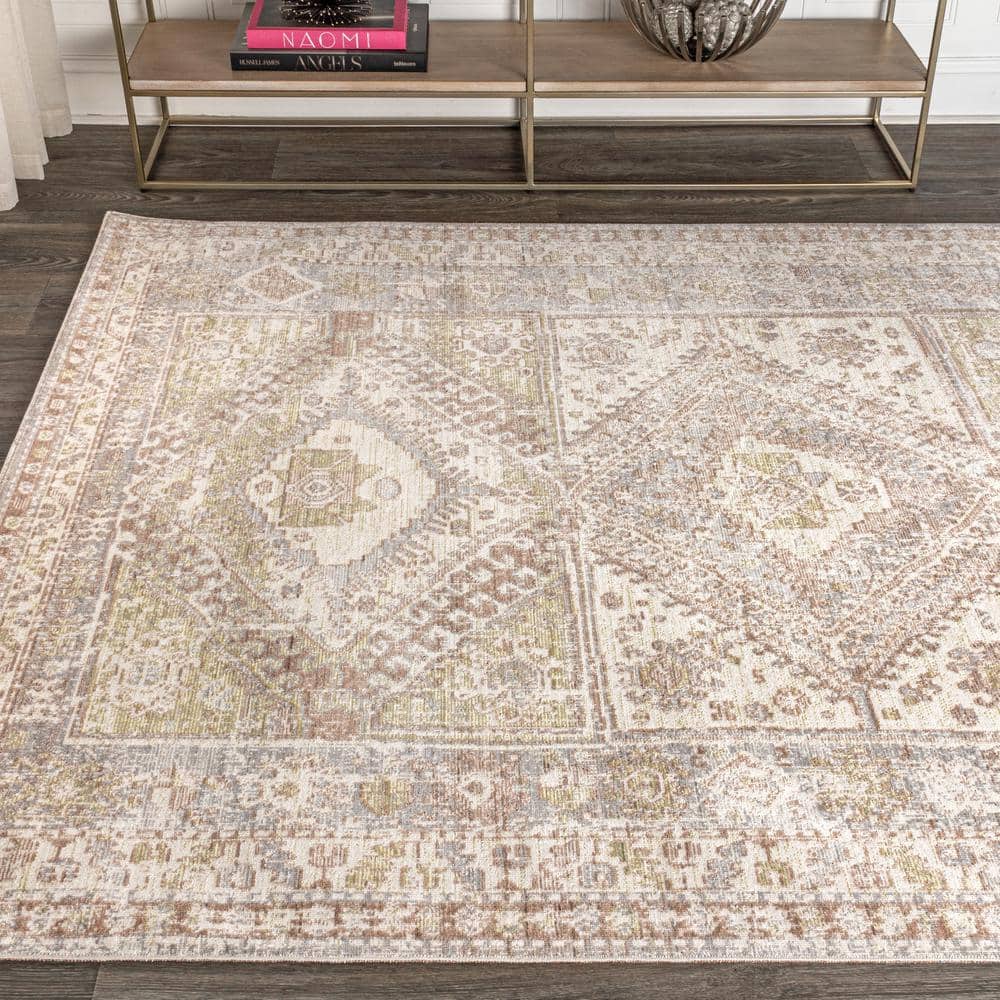 3'x5' Darija Medallion Synthetic Area Rug, Stain-Resistant Gray