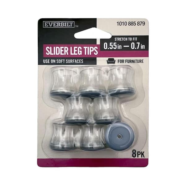 Everbilt 0.55 in. to 0.7 in. Clear Round Leg Tip Slider (8-Pack)