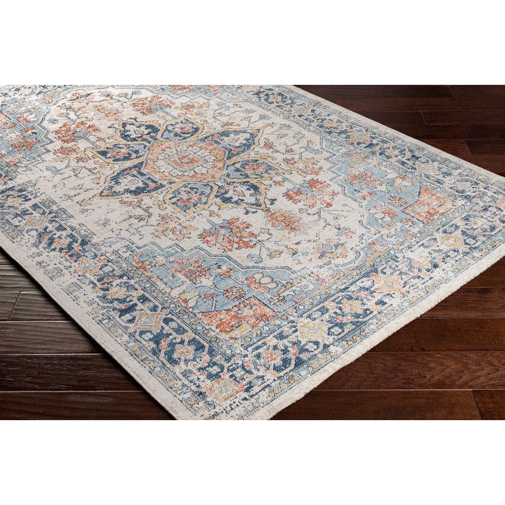 Huntington Beach Gray and Blue Synthetic Outdoor Area Rug, 8' x 10'