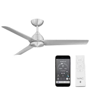 Mocha 54 in. Indoor/Outdoor Brushed Aluminum 3-Blade Smart Compatible Ceiling Fan with Remote Control