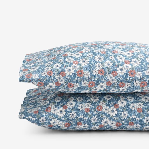Company Cotton Julienne Floral Floral Blue Cotton Percale Standard Pillowcase (Set of 2)