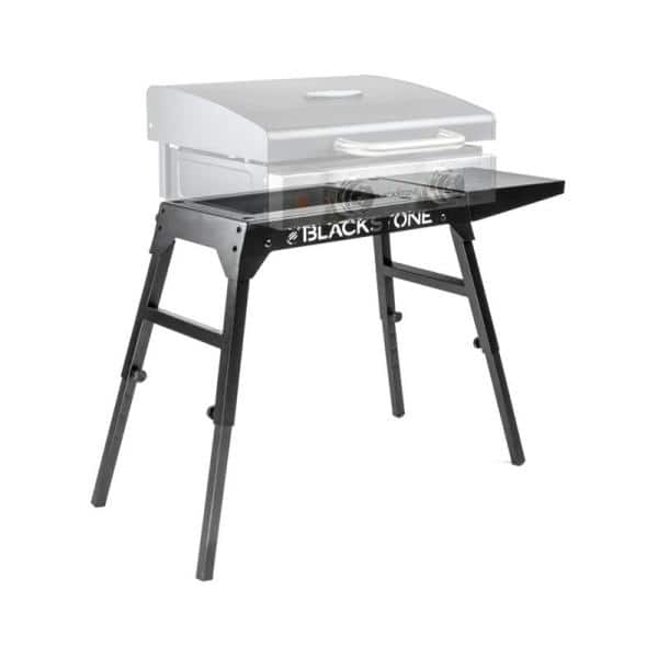 Black Adjustable Steel Griddle Stand with Side Shelf