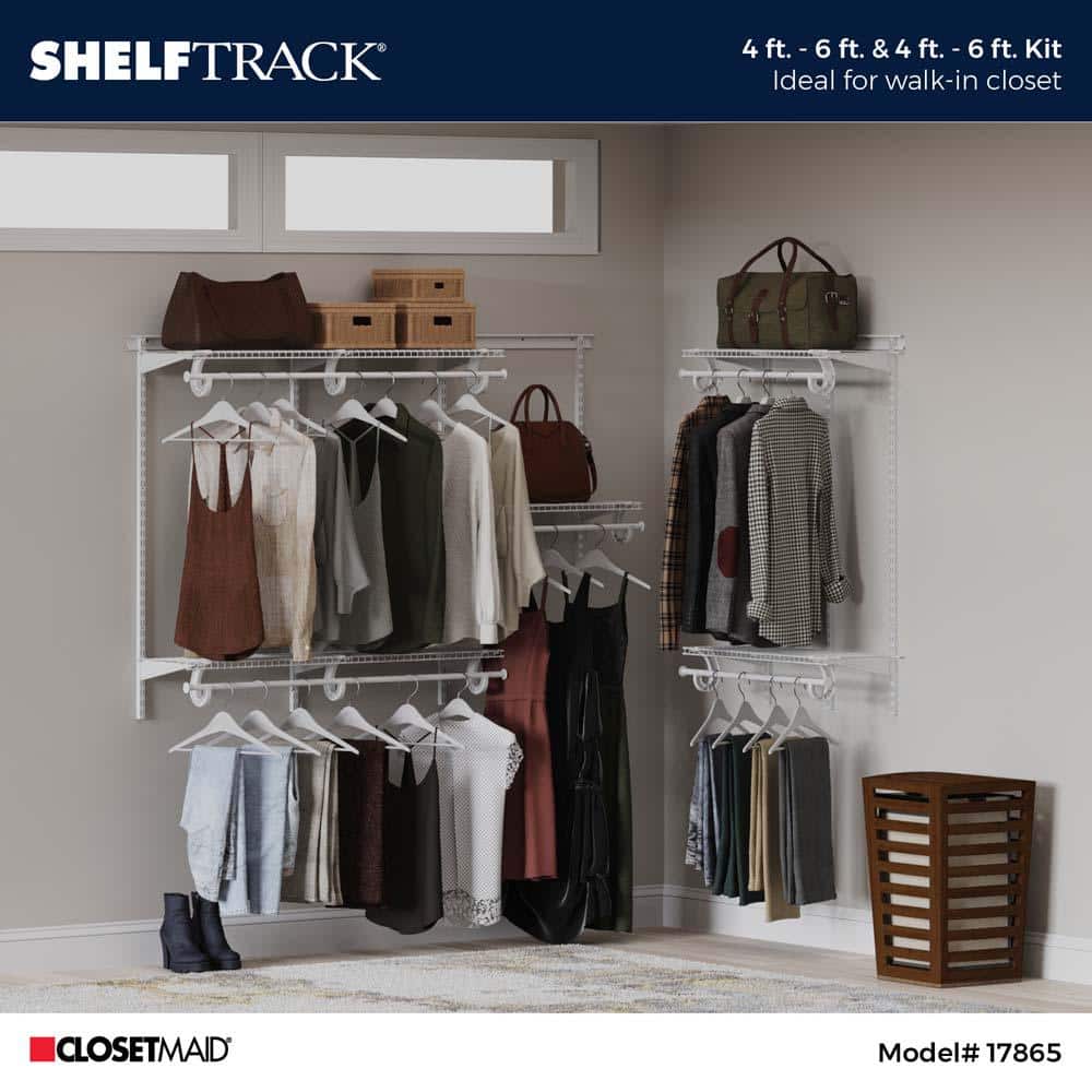 White Adjustable Steel Walk-In Closet System with Shelves