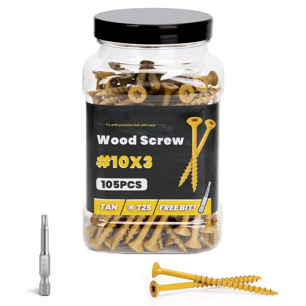 Epoxy Coated Rust Resistant Wood Screws Tan 3 in. No Pre-Drilling T25 Star Drive (105-Pack) for Decking and Fencing price history on PriceWatchPro