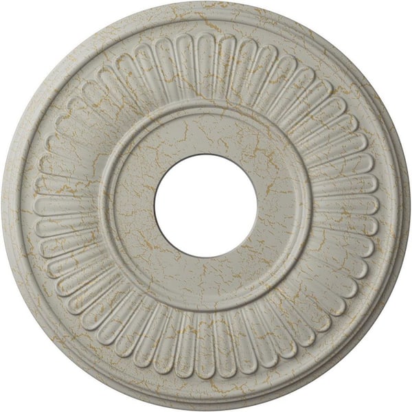 Ekena Millwork 3/4 in. x 15-3/4 in. x 15-3/4 in. Polyurethane Berkshire Ceiling Medallion, Pot of Cream Crackle