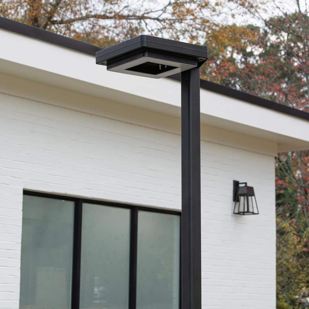 Contemporary Black Aluminum 99" LED Solar Lamp Post